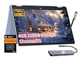HP Chromebook X360 14b 2-in-1 Laptop (14" FHD Touchscreen, Intel N100, 4GB RAM, 128GB Storage (64GB eMMC + 64GB SD Card)) Home & Student, Long Battery Life, Wi-Fi 6, Webcam, IST Pen & HUB, Chrome OS