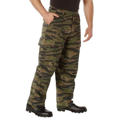 Rothco Vintage Vietnam Rip-Stop Fatigue Pants – Mens BDU Lightweight Utility Cargos, Tiger Stripe Camo, L