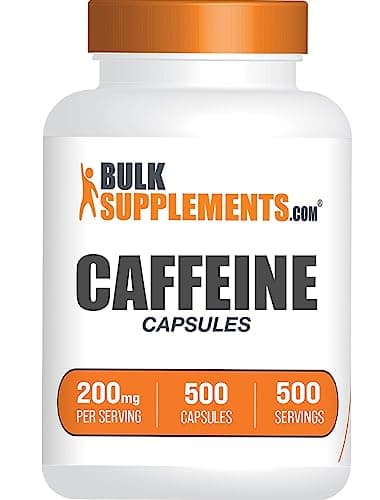 BulkSupplements.com Caffeine 200mg Capsules - Supplement for Energy Boost, Caffeine Pills 200mg - Gluten Free, 1 Capsule per Serving, 500 Count (Pack of 1)