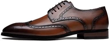 Jousen Men's Dress Shoes Leather Wingtip Formal Business Oxford Shoes Brogue Retro Derby Dress Shoes for Men (AMY9215 yellowbrown 13)
