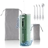 ShunChengFa Oral Irrigator Water Flosser for Teeth & Braces Care, Portable Rechargeable IPX7 Waterproof, 3 Modes for Travel/Home Use (Dark Night Green)