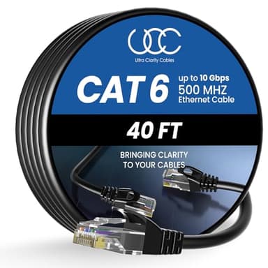Ultra Clarity Cables CAT6 Ethernet Cable, 40 ft - LAN, UTP (12.1 Meters) CAT 6, RJ45, Network, Patch, Internet Cable - 40 Feet