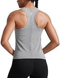 CRZ YOGA Womens Seamless Racerback Tank Scoop Neck Breathable Running Workout Tops Athletic Gym Sleeveless Shirts Slate Grey Marl Medium