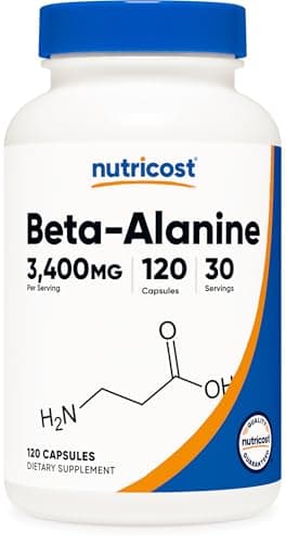 Nutricost Beta-Alanine Capsules 3400mg, 120 Caps (30 Serv) - Potent Beta Alanine, Gluten Free & Non-GMO, 850mg Per Cap