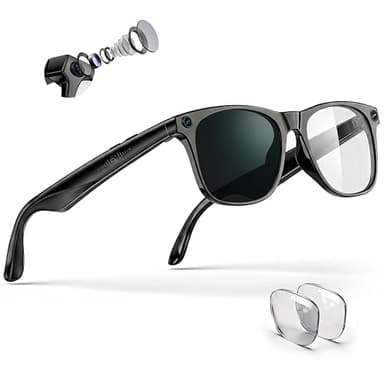 EarlySincere AI Smart Glasses with 4K Camera & ChatGPT, Photochromic Transition Lenses + Extra Blue Light, Real-time Translator & Meeting Minutes, Voice Control Smart Wearable