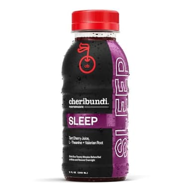 Cheribundi Tart Cherry Juice Sleep | Tart Cherry Juice with L-Theanine & Valerian Root | Athletes Recovery Drink | Promotes Restorative Sleep, Muscle Recovery & Boosts Performance | 8 floz (12 Pack)