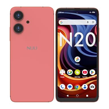 NUU N20 Basic Cell Phone | 6GB RAM + (6GB Extended RAM) | 128GB Storage | 6.6" 90Hz Display | Dual SIM｜Android 15 | 4G Unlocked for T-Mobile, Tello | 1-Year US Warranty | Pink