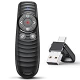 Presentation Clicker Wireless Presenter Remote Clicker for 2-in-1 USB Type C Powerpoint Clicker with Pointer, RF 2.4GHz USB C Presentation Pointer PPT Slide Advancer for Mac/Google Slide/Keynote