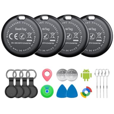 Air Tags for Android,Air Tags-4 Pack Android,Air Tracker Tags with 4 Case,2 Year Battery Life,Google & Apple Find Trackers for Google'S Find Hub App & Apple Find My,IP65 Waterproof Luggage Tracker