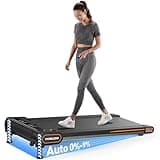 YOSUDA Walking Pad Auto Incline Treadmills, 9% Incline Under Desk Tredamills with 300LBS Weight Capacity & 3 Adjustable Slopes (Black Orange)