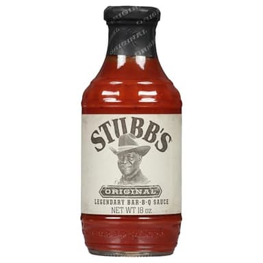 Stubb’s BBQ Sauce, Original, Non GMO, Gluten Free, Kosher Certified, No High Fructose Corn Syrup, Tangy Original Flavor Bar-B-Q Sauce for Wings, Ribs, Chicken, Beef, Steak, Pork, and More, 18 oz