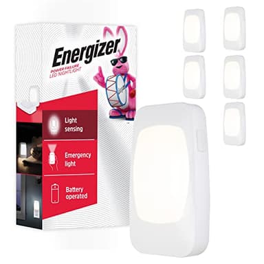 Energizer 4-in-1 LED Power Failure Night Light, 6 Pack, Plug-in, Light Sensing, Auto On/Off, Foldable Plug, Soft White, Emergency Flashlight, Tabletop Light, Hurricane, Storm, Tornado, 43666-P2