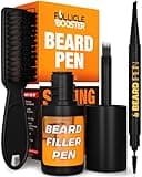 FOLLICLE BOOSTER Beard Pen Filler Styling Kit for Men - 3-in-1 Filling Set with 4-Tip Fork, Normal Pencil, and Brush - Waterproof, Sweatproof & All-Day Hold - Black