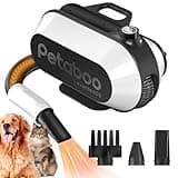 petaboo Dog Dryer for Pet Grooming, High-Velocity Force Blow Dryer, Low Noise Dog Hair Dryer with 3 Nozzles & Adjustable Speed & 3 Temperature for Dog & Cat
