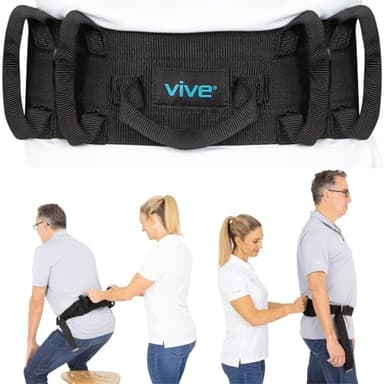 Vive Gait Belt (300lbs) Transfer Belt with Handles - Medical Nursing Safety Patient Assist - Bariatric, Elderly, Handicap, Physical Therapy - PT Gate Strap Quick Release Metal Buckle, Grabbing Teeth
