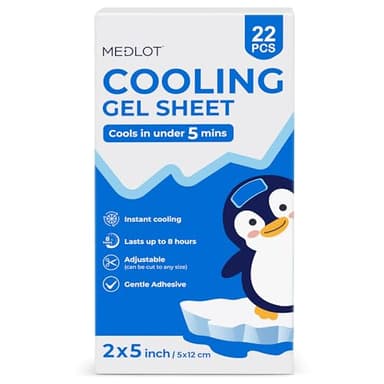 LotFancy Fever Patch for Kids, 22 Sheets, Fever Reducer, Baby Cooling Pads, Gel Cool Patch for Fever, Headache Relief, 4.7 x2 Inch