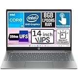 HP Chromebook Plus 14 Inch Touchscreen Laptop Full HD IPS Intel Core i3-N305 8GB LPDDR5 RAM 256GB UFS Intel UHD Graphics WiFi Bluetooth Backlit Keyboard ChromeOS 14a-nf0035cl Meteor Silver (Renewed)