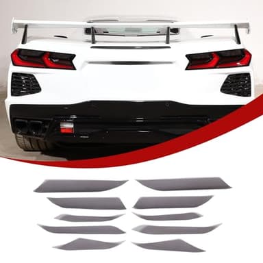 Car Tail Light Vinyl Overlay Tinted Cover Trim Compatible with C8 Corvette Stingray Z51 Z06 2020-2025 Taillights Dark Smoke Wrap Cover Vinyl Decals Exterior Accessories (Taillight Groove Film)