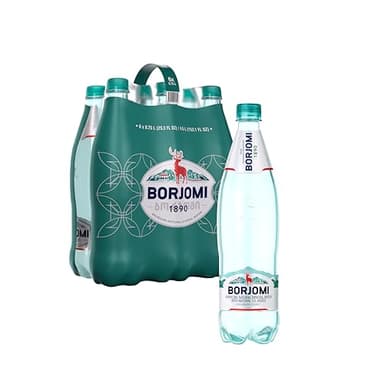 BORJOMI Sparkling Natural Mineral Water, with Natural Gut-Healthy Minerals, Naturally Alkaline, Crispy and Bold Taste, PET Bottles, 25.3 fl oz, 6 Pack