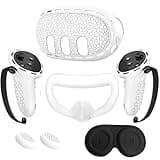 Silicone Cover Set Compatible with Oculus/Meta Quest 3 Accessories,Silicone Cover,VR Face Cover,Protective Cover,Touch Controller Grips Cover,kit(White)
