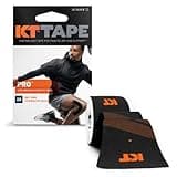 KT Tape, Pro Synthetic Kinesiology Athletic Tape, 20 Count, 10” Precut Strips, Jet Black