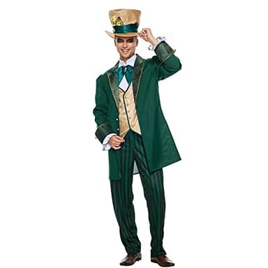 FantastCostumes Men's The Hatter Costume Mad Tea Party Halloween Cosplay with Top Hat