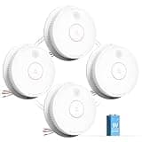 SITERWELL Smoke Detector, Hardwired Interconnected Smoke Detector, Photoelectric Smoke Alarm with 9V Backup Battery, Fire Alarm with Test/Silence Button, ETL-9th Listed, GS562A, 4 Packs