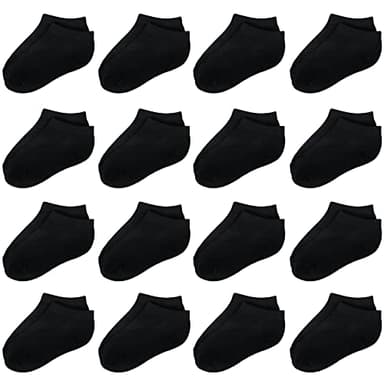 Tenpluszero Toddler Socks - 16 Pack Kids Low Cut Athletic Ankle Socks Baby Boys Girls Breathable Socks Bulk