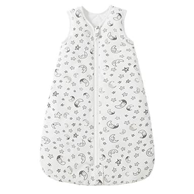 Mosebears Sleep Sack Baby Winter Wearable Blanket with 2-Way Zipper,2.5 TOG Cotton Sleep Sack Unisex (White Star, 6-12 Months)
