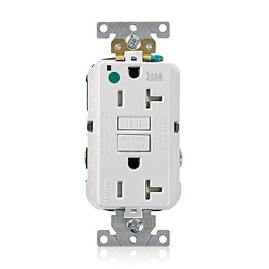 Leviton 20A-125V Extra-Heavy Duty Hospital Grade Tamper/Weather-Resistant Duplex Self-Test GFCI Receptacle, GFWT2-HGW, White