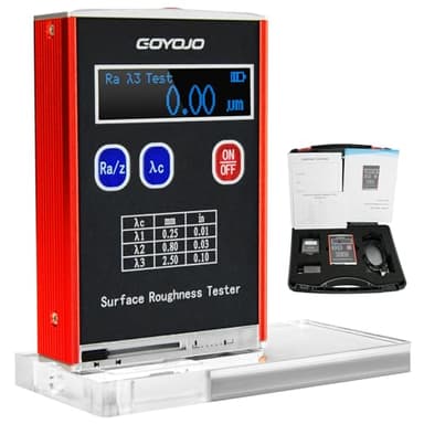 GOYOJO Surface Roughness Tester High Accuracy 0.01μm Portable Roughness Gauge 4 Testing Parameters Ra/Rq 0.05~15.0μm Rz/Rt 0.1~50.0μm with Standard Calibration Block and Bracket