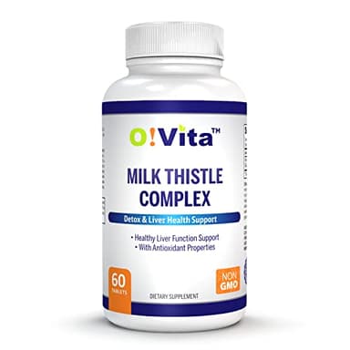 O!VITA Milk Thistle Complex, Extra Strength 450mg, Supports Healthy Liver Function, up to 2-Month Supply (60 Non-GMO, Vegan Tablets)