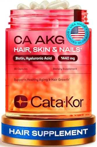 Cata-Kor Hair Skin and Nails Vitamins – Biotin | Hyaluronic Acid | Calcium AKG | MSM | Vitamin C & Vitamin D3 K2 – Hair Vitamins for Women – Promotes Shiny Hair & Radiant Skin – 90 Capsules (1 Pack)