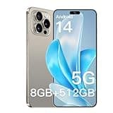 A15 Pro Max, 5G Unlocked Cell Phone, 8GB +512GB Unlocked Phones, Android 14.0, 108MP Camera, 5G Dual SIM Smartphone, 120Hz, 6800 mAh Battey Android Phone, Unlocked for All Carriers (Natural Titanium)