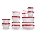 Rubbermaid TakeAlongs Food Storage Containers, 52 Piece Plastic Container Set, Dishwasher and Microwave Safe Meal Prep, Snack, and Lunch Container, BPA Free, Ruby Red