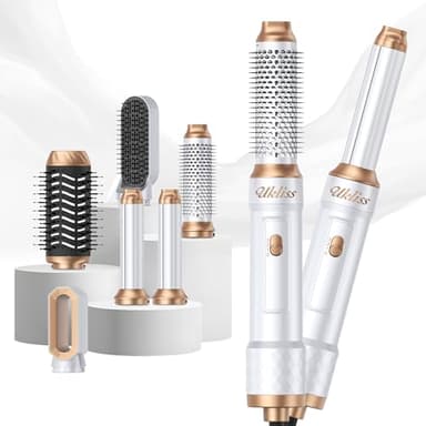 Ukliss 6 in 1 Hair Dryer Brush, Air Styler with Auto Wrap Curling - Ionic Blow Dryer for Frizz-Free Fast Drying, Volumizing Brush & Straightener for All Hair Types, ALCI Plug