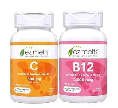 EZ Melts Vitamin C and B12 Sublingual Vitamin Bundle, Sugar Free