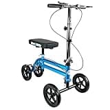 KneeRover Economy Knee Scooter Steerable Knee Walker for Adults for Foot Surgery, Broken Ankle, Foot Injuries - Foldable Knee Rover Scooter for Broken Foot Injured Leg Crutch with Dual Brakes (Blue)