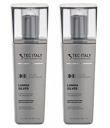 Tec Italy Lumina Silver Shampoo for Natural Gray and White Hair 10.1 oz (Pack of 2)