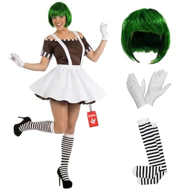 fun shack Womens Chocolate Factory Costume, Chocolate Costume Adult, Book Character Halloween Costumes for Women, Small