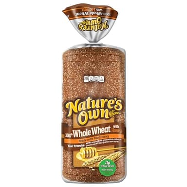Nature's Own 100% Whole Wheat Bread with Honey, Sliced Whole Wheat Sandwich Bread, 16 oz Loaf