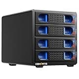 CENMATE 4 Bay Hard Drive Enclosure with Cooling Fan for 2.5/3.5" SATA HDD/SSD with USB A/C 3.0＋eSATA Cable, 3.5 Hard Drive Reader Supports 80TB Capacity(NO RAID/NAS)