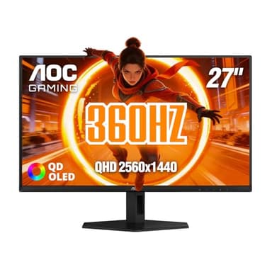 AOC Q27G40SDE New 27" QD-OLED Gaming Monitor, QHD 2560 x 1440, 360Hz 0.03ms, HDMI 2.0 x1, Display Port x1, NVIDIA G-Sync Compatible, Console Gaming Ready, 3-Year Zero-Bright-Dot