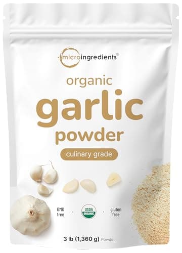 Organic Garlic Powder, 3 lb | Premium Raw Allium Sativum Bulb | Pungent & Savory Flavor | Great for Meats, Vegetables & Spice Mixes | Additive Free, Non-GMO, Bulk Supply