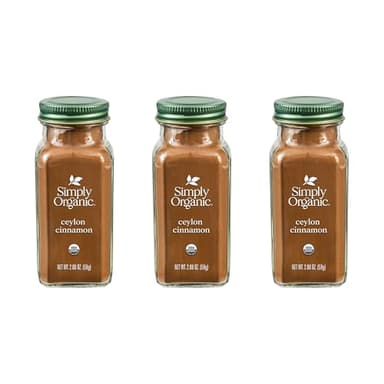 Simply Organic Ceylon Ground Cinnamon, 2.08 Ounce 3 Pack, Non-GMO Organic Cinnamon Powder, Vegan