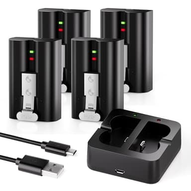 4-Pack Replacement Battery for Ring Doorbell - 6040mAh Rechargeable Camera Batteries with Charger Station for Ring Video Doorbell 2/3/3 Plus/4, Spotlight Cam, Stick Up Cam and Peephole Cam Indoor