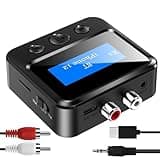 Bluetooth Transmitter Receiver for TV, Audio Adapter for Home Stereo with RCA 3.5mm AUX & Display, Bluetooth Transmitter for Headphones/Speakers/Airplane/Home Theater/PC/Car, TF Card Output