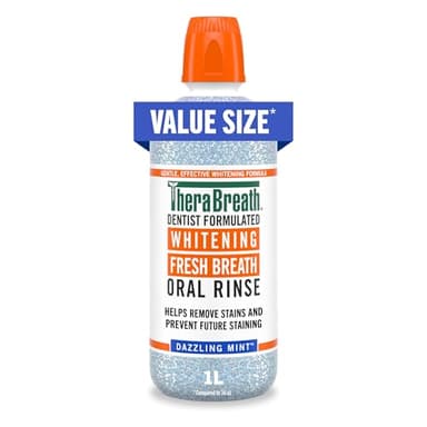 TheraBreath Whitening Mouthwash, Dazzling Mint, Dentist Formulated, 1 Liter
