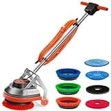 HHQ Commercial Floor Scrubber Machine with Brushes and Pads, Heavy Duty Floor Cleaner Buffer and Polisher- Deep Cleaning Tile and Grout, Hardwood Floors and Carpets Without Getting on Hands and Knees