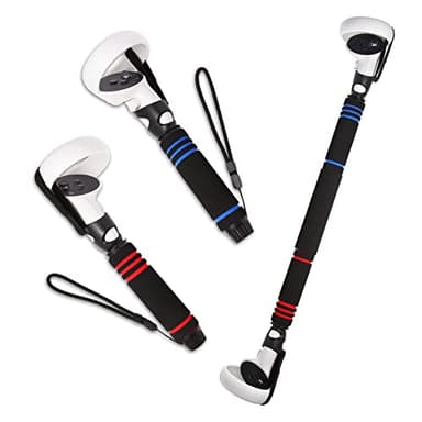 VR Game Handle Attachments for Oculus/Meta Quest 2 Handles,2 in 1 Upgraded Multipurpose VR Dual/Long Stick Handle Extension Grips for Quest 2 Controllers Playing BeatSaber Games